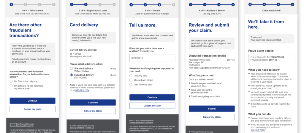 Fraud interview screens